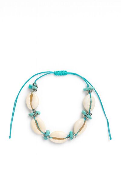 Blusmart Handmade anklet with shells and turquoise stones