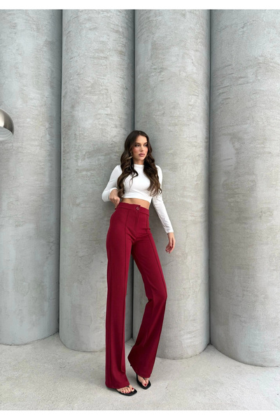 hibiscus Imported Crepe Pants with Front Statement