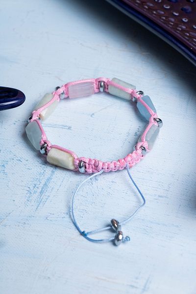 DENİZ Certified Macrame Morganite Natural Stone Bracelet