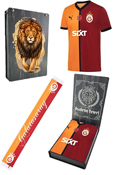 Galatasaray Original Licensed 2024/25 Yellow Red 5 Star Fan Jersey + Scarf Kaşkol Set