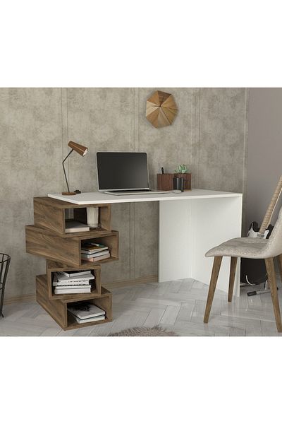 UnicUtil Desk, Geo BrownSpace, UnicUtil, 130 x 60 x 75 cm, White and Brown, UUDESK21
