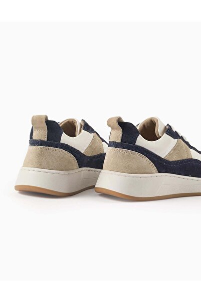 Ziddy Trainers with Laces for Boys, White/Beige/Blue