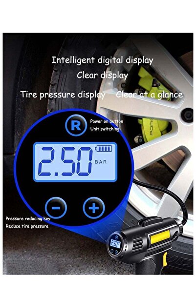 COOYA Air Compressor ,7.4V DC Air Pump for Car Tires with Digital Pressure Gauge and Emergency Led Light
