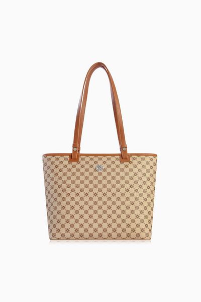 CENGİZ PAKEL Cengiz Pakel Monogram Women's Hand - Shoulder Bag - 7602 - Mink/Tan
