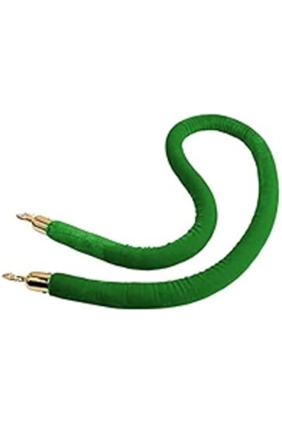 Generic Velvet Stanchion Rope with Gold Hooks, 150 cm, Green