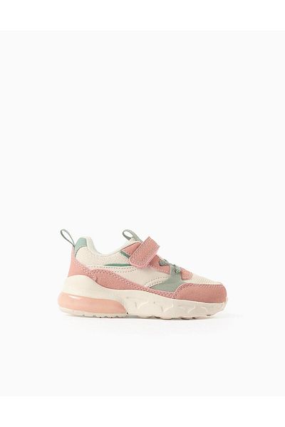 Ziddy Light-up Trainers for Baby Girls 'Superlight Runner', Pink/Beige