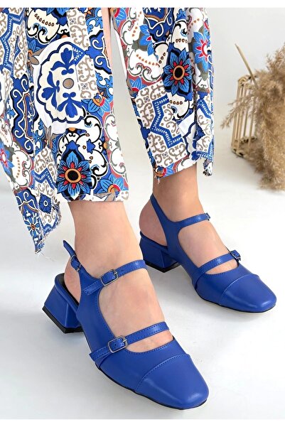 hibiscus Doran Blue Skin Heeled Shoes