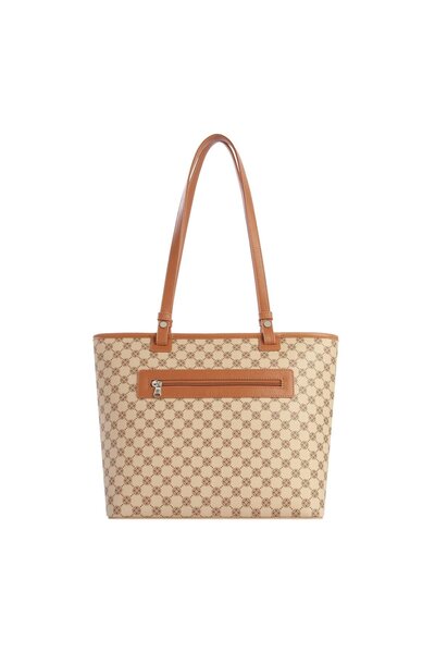 CENGİZ PAKEL Cengiz Pakel Monogram Women's Hand - Shoulder Bag - 7602 - Mink/Tan