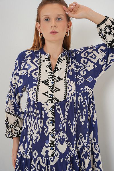 Bigdart Rochie lungă hijab cu model pentru femei 2585 - Indigo