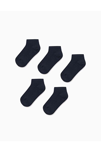 Ziddy Pack of 5 Pairs of Plain Ankle Socks for Boys, Dark Blue
