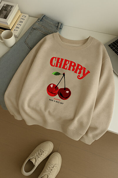 uyguntarz Φούτερ Unisex HappyCherry Design με στάμπα