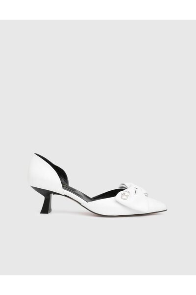İLVİ Darya Hakiki Deri Beyaz Kadın Topuklu Ayakkabı