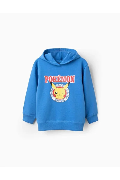 Ziddy Cotton Hoodie for Boys 'Pikachu', Blue