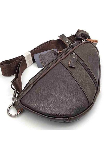 OEM Men's Diagonal Bag, Slim Crossbody, Leather, Dark Brown, 28 x 15 x 2.5 cm