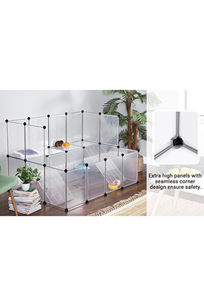 OEM SONGMICS Small Animal Cage, Plastic, Modular DIY, 143x108x92cm, White