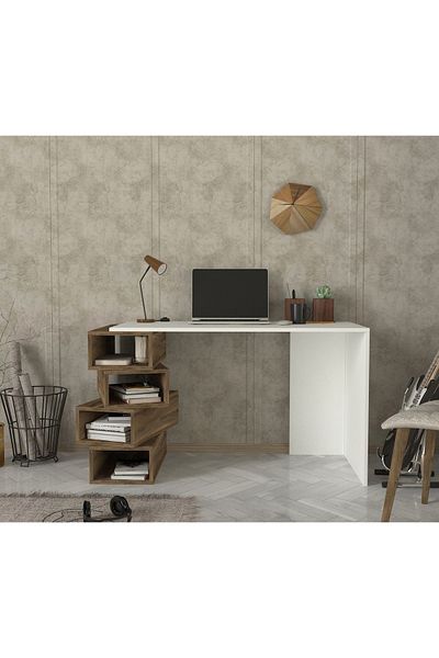 UnicUtil Desk, Geo BrownSpace, UnicUtil, 130 x 60 x 75 cm, White and Brown, UUDESK21