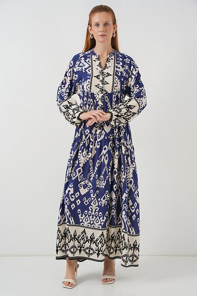 Bigdart Rochie lungă hijab cu model pentru femei 2585 - Indigo