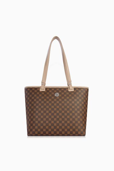 CENGİZ PAKEL Cengiz Pakel Monogram Women's Hand - Shoulder Bag - 7602 - Brown/Mink