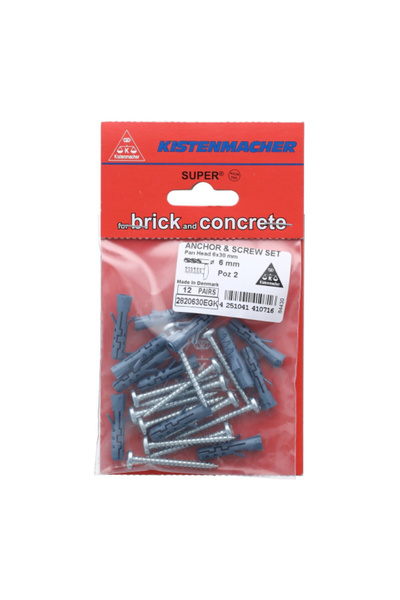 Kistenmacher 24-Piece Anchor and Screw Set 6 x 30mm