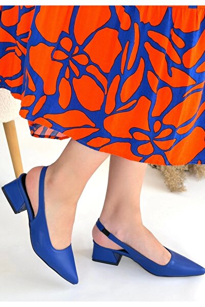 hibiscus Morji Blue Skin Heeled Shoes