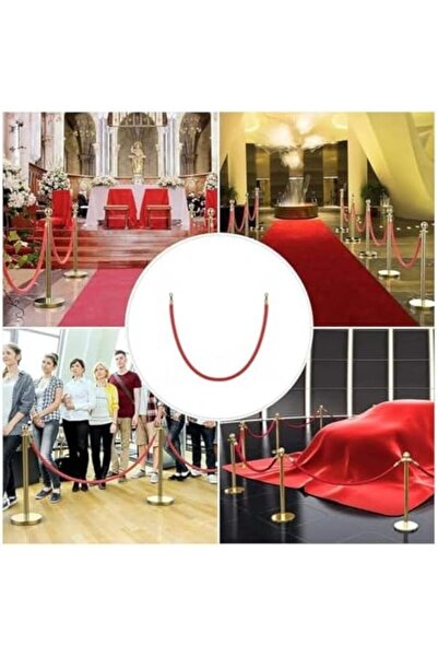 Generic Velvet Stanchion Rope with Chrome Hooks, 1.5m, Red