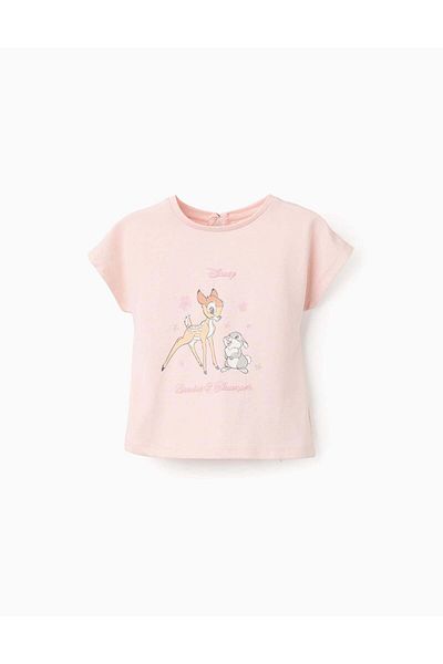 Ziddy Cotton T-shirt for Baby Girls 'Bambi & Thumper', Pink