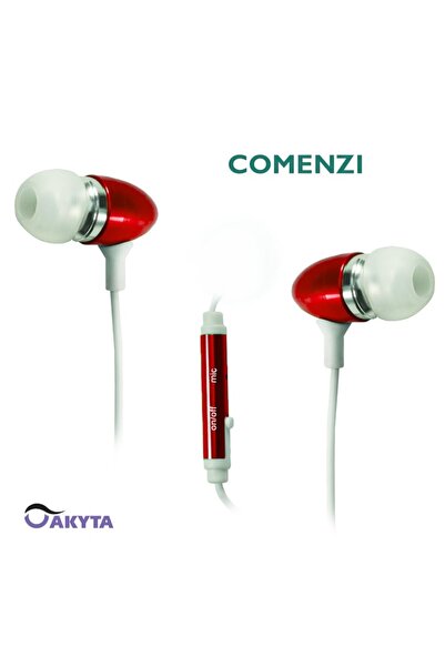 Akyta In-ear headphones with microphone B013, red