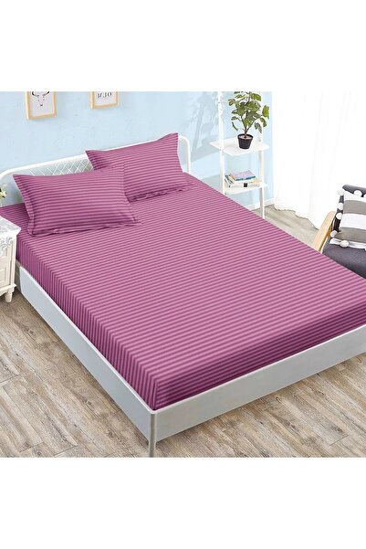 Casa de Vis Satin Cotton Bed Sheet with Elastic 180x200 cm, 3 pieces, double bed