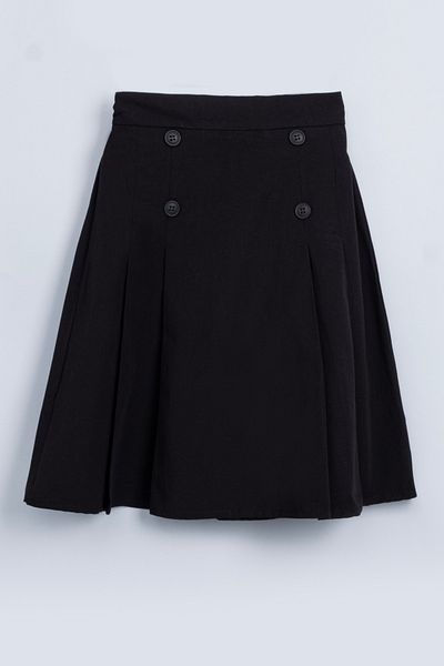 Vauva Girls School Skirt Button Detailed Poplin School Skirt for Ages 6-11