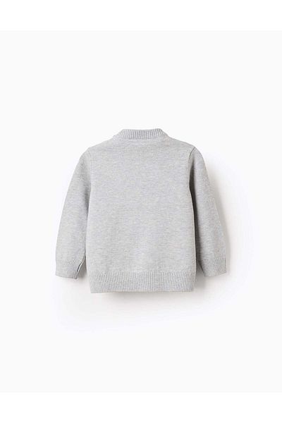 Ziddy Key Pattern Knitted Sweater for Baby Boys, Grey