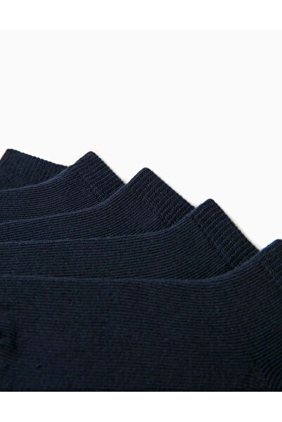 Ziddy Pack of 5 Pairs of Plain Ankle Socks for Boys, Dark Blue