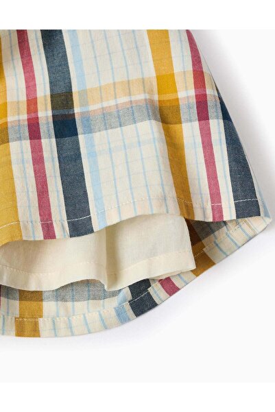 Ziddy Cotton Checked Baby Girls Pinafore Dress 'B&S', Multicolour