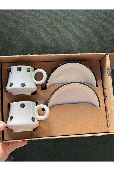 Cem 2 Personal Black and White Dots Boiler Coffee Cup