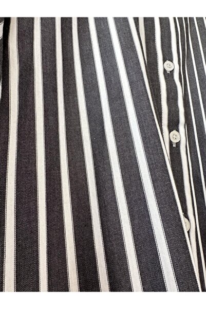 Invee Striped Long Shirt - Black