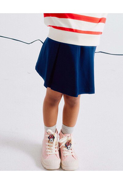 Ziddy Ponte Roma Pleated Skirt for Girls, Dark Blue