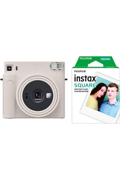 Fujifilm Set Aparat foto instantaneu SQ1 Argilă Albă + Film Pătrat 1x10