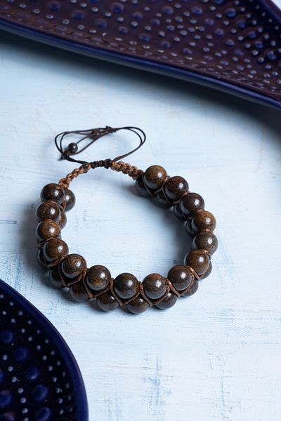 DENİZ Certified Macrame Bronze Natural Stone Bracelet