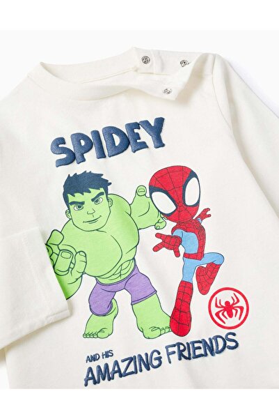 Ziddy Long Sleeve T-shirt for Baby Boys 'Spidey', Light Beige