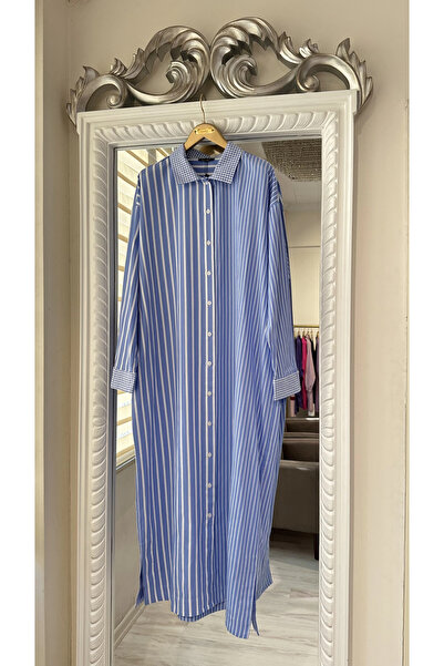 Invee Striped Long Shirt - Blue