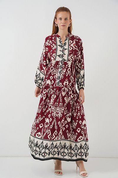 Bigdart Γυναικείο Μακρύ Φόρεμα Hijab με σχέδιο 2585 - Claret Red