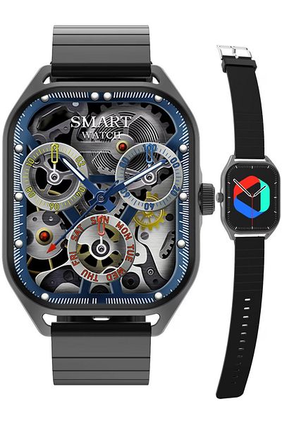 Smart Vibe DT™ WA9CH MAX - AMOLED Smartwatch Apel Bluetooth, 24/7 Fitness Tracker, HR/ECG/Somn/SpO2, Black