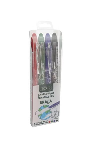 Roco Erasable Ballpoint Pen Set – 0.7mm Tip – Pack of 4 Smooth Writing Pens