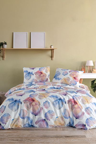 ELY PARKER Duvet Cover Set Double, Non-Elastic Sheet, Pillow Case, 100% Cotton