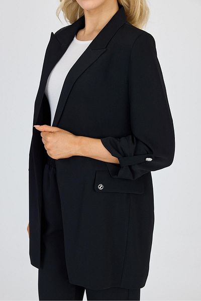 Zühre Double Breasted Collar Pocket Black Jacket C-0145