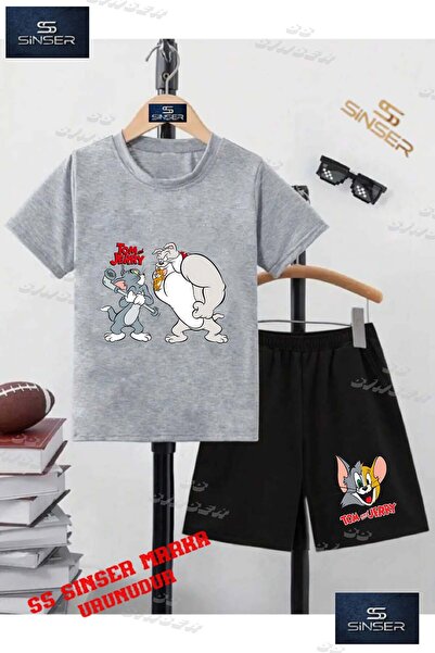 SS SİNSER Children's Unisex “Tom and Jerry with Dog“ Custom Printed Crew Neck...