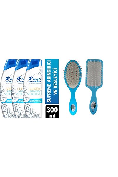 Head & Shoulders Supreme Şampuan Güç 300 ml 3 Adet Saç Fön Fırçası Oval Saç Fırçası Tarak 1+1 Adet