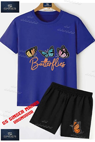 SS SİNSER Children's Unisex “Kelebek 3Lu Yazi Ustnde“ Special Printed Crew Ne...