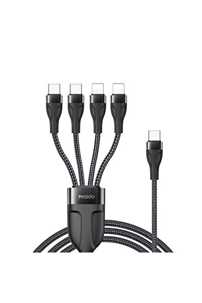 Yesido Cable Type-C to 2 x Lightning, 2 x Type-C, 1.2m, 4A, V41, Alumix, Deep Dark