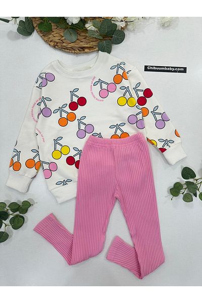 chibuumbabykids Girl's Cherry Patterned Tights Set