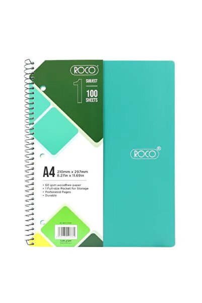 Roco دفتر ملاحظات نيون A4 - 200 صفحة (100 ورقة)، مسطر واحد، غلاف لامع